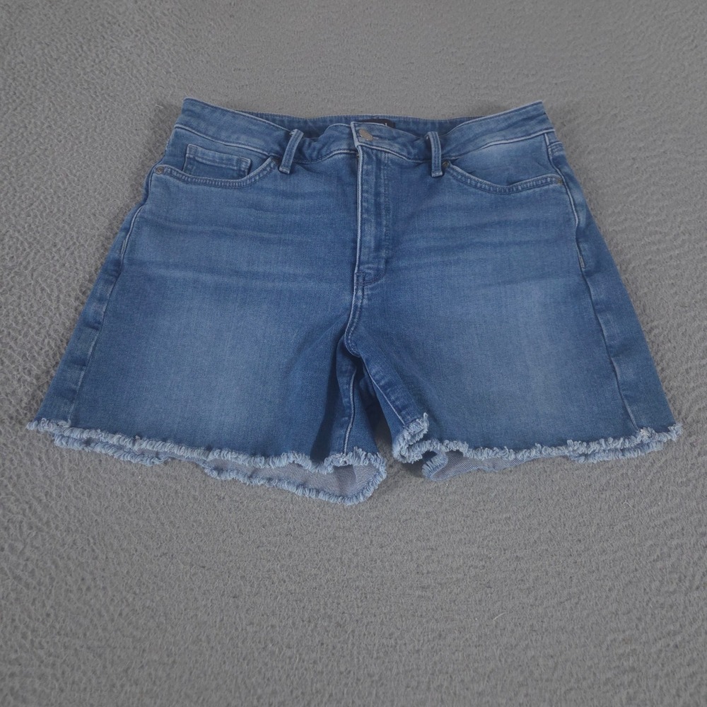 NYDJ Shorts Womens 10 Petite Astral Fray Hem Lift Tuck Stretch Denim Raw Edge